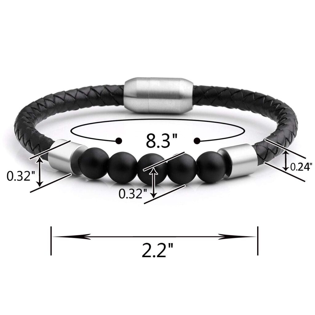 Magnetic Clasp Black Onyx Genuine Leather Diffuser Bracelet – Magnetic ...
